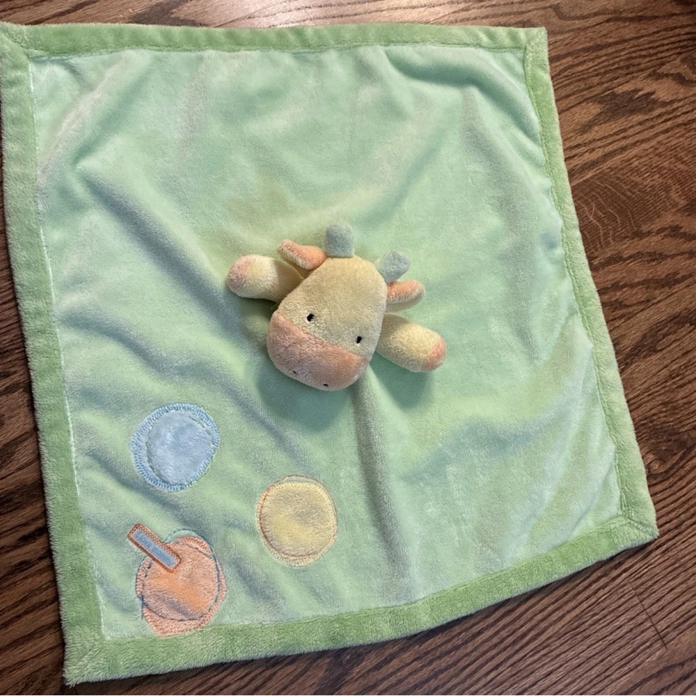 Just One Year I Love Mommy Green Lovey Security Blanket Giraffe Plush 18" x 18"